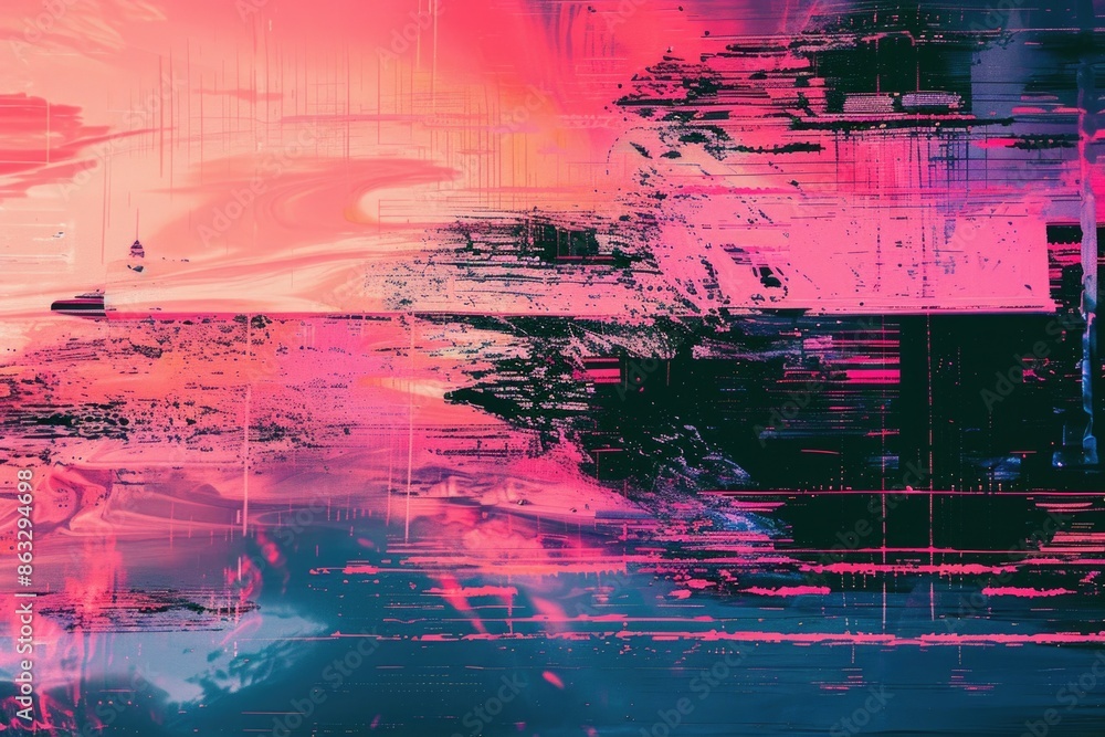 Poster a creative depiction of a boat floating on calm waters with abstract brushstrokes