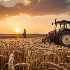 Fototapeta premium combine harvester working on the field