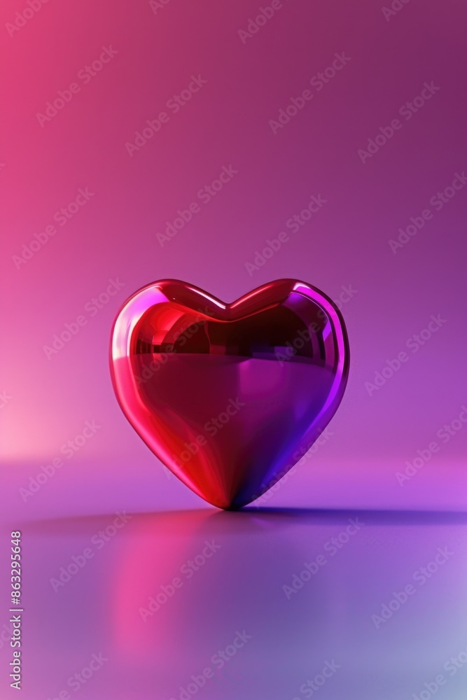 Poster a close-up view of a shiny heart-shaped object placed on a table, suitable for use in valentine's da