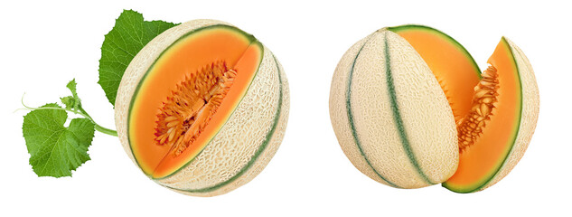 Obraz premium Cantaloupe melon isolated on white background with full depth of field,
