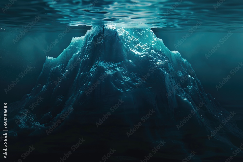 Poster A massive iceberg floats in the middle of the open ocean, surrounded by calm waters