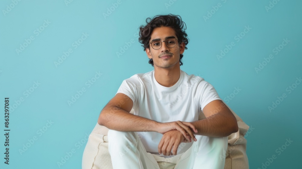 Canvas Prints A person sitting comfortably on a bean bag chair, great for casual and cozy scenes