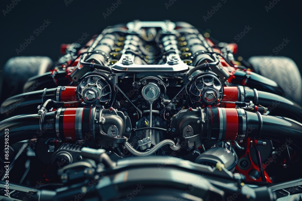 Aufkleber a detailed view of a car's internal combustion engine
