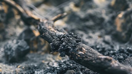 Clump of ashes resting on a twig