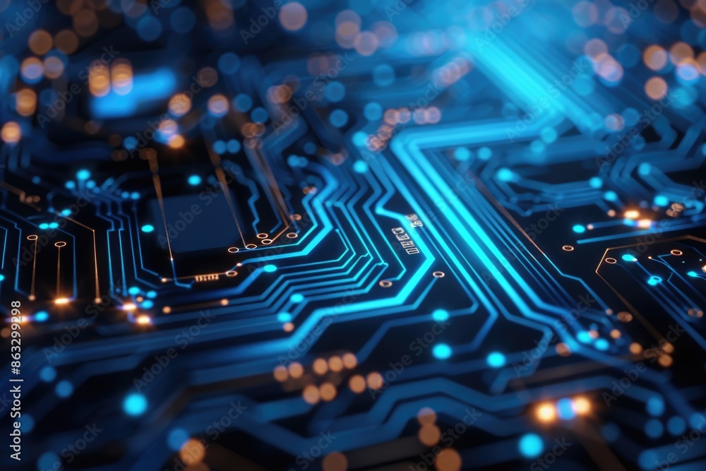 Leinwandbilder A high-quality image of a computer circuit board captured in detail, suitable for use in technology-related contexts