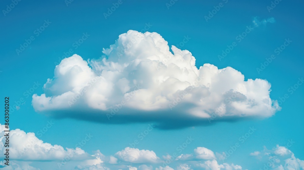Poster a large white cloud floating in a clear blue sky with no obstructions or distractions