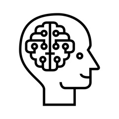 Cyborg Head Line Icon