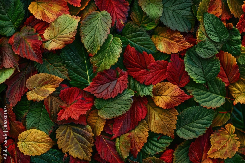Poster A detailed view of a cluster of leaves, suitable for use in botanical or nature-themed contexts