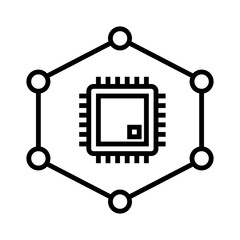 Microprocessor Connections Line Icon