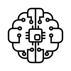Brain Microprocessor Line Icon