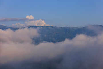 Clouds and fog over mountains in Rize, Turkey