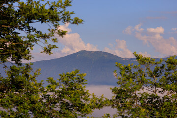 Fototapeta premium Clouds and fog over mountains in Rize, Turkey