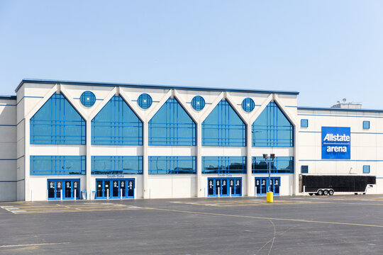 Rosemont, IL, USA - June 21, 2024: Allstate Arena is a multi-purpose venue in the Chicago suburbs with a capacity of 18,500 and home to the Chicago Wolves hockey team.
