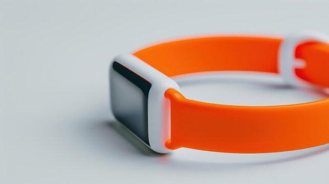 Closeup of a smart wristband tracking visitor movements and preferences, with copy space