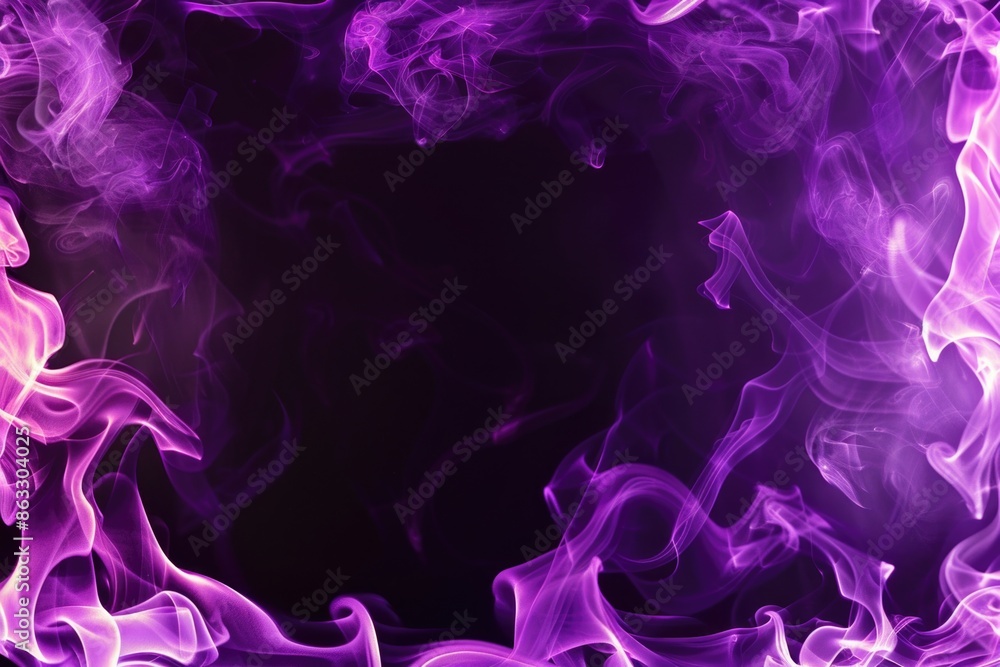 Poster a close-up shot of purple smoke billowing against a dark background, perfect for adding a touch of m