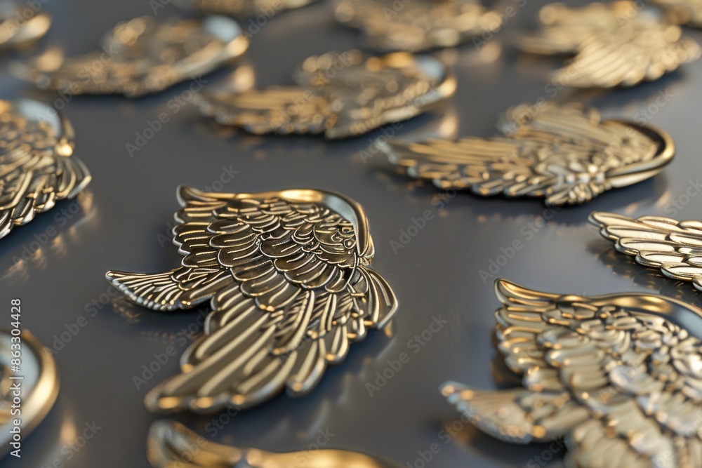 Poster a unique table centerpiece featuring multiple metal wings arranged on top