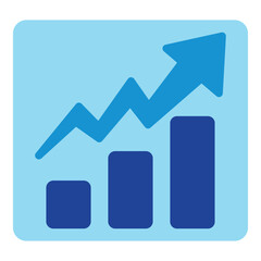 Growing business blue arrow on a white. Profit arow Vector illustration.Business concept, growing bar chart. Concept of sales symbol icon with arrow moving up. Economic Arrow With Growing Trend.