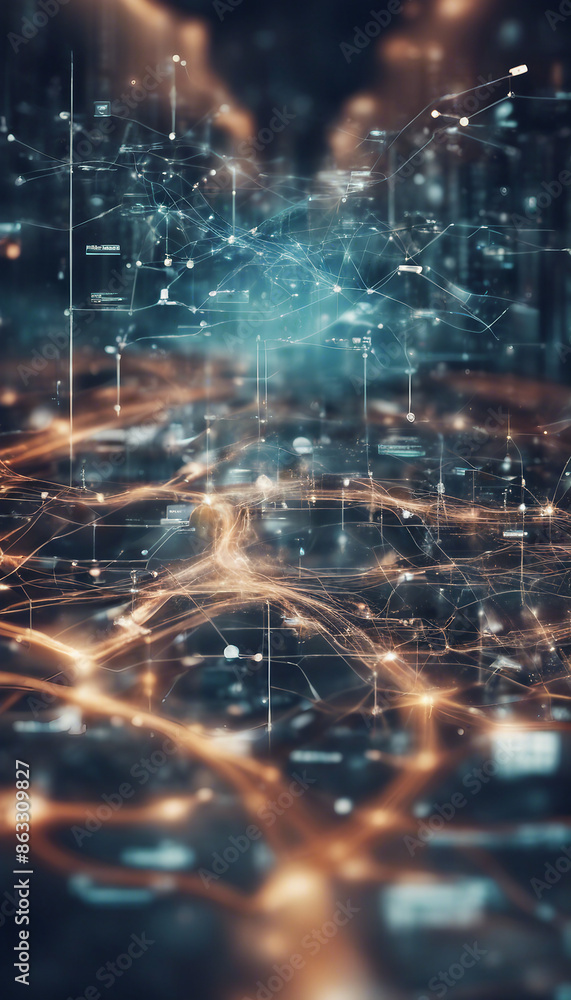 Poster illustration of it roadmap modern technology and innovative processes networking and big data