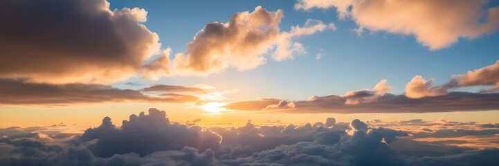 Serene Skyline: Clouds Bathed in Sunset Hues