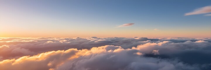 Serene Skyline: Clouds Bathed in Sunset Hues