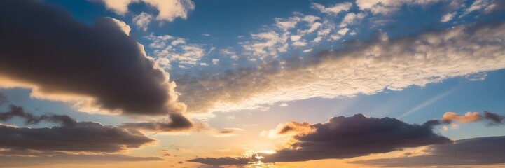 Serene Skyline: Clouds Bathed in Sunset Hues
