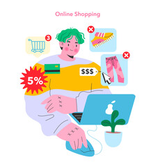 Online Shopping Experience. Vector illustration.