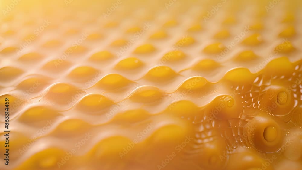 Poster the closeup of a yellow silicone surface highlighting a bumpy and dimpled texture giving it a tactil