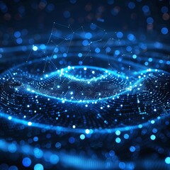 Abstract Background Reference. Blue Technological Land. Sparkling Dark Background