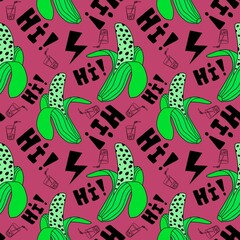 Abstract cartoon summer fruit seamless banana pattern for wrapping paper