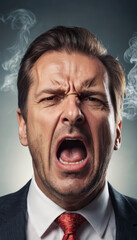 portrait of a angry man, businessman stressed