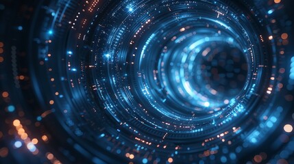 Obraz premium Abstract Background Reference. Blue Technological Land. Sparkling Dark Background