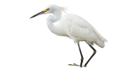 Fototapeta premium Graceful Snowy Egret on transparent background
