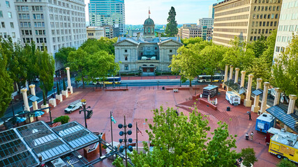 Aerial View of Historic Courthouse and Urban Plaza in Portland Oregon © Nicholas J. Klein