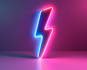 lighting bolt neon sign isolated on dark background