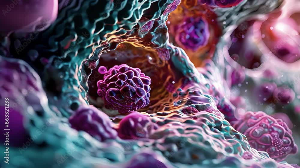 Poster a crosssection view of a tissue sample after receiving stem cell therapy showcasing the newly formed