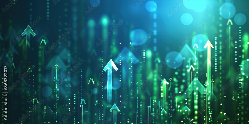 Aufkleber abstract background with glowing arrows pointing upwards, representing growth and success in busines