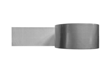 A roll of reinforced duct tape isolated, showcasing woven carbon tape adhesive on a transparent...