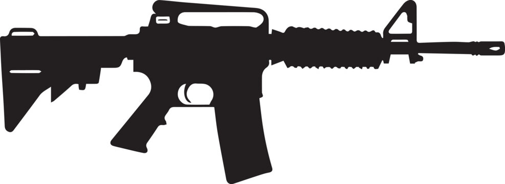 Machine gun vector silhouette illustration isolated on white background