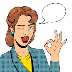 Young woman get a present PNG illustration retro halftone pop art comics style