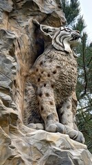 Obraz premium 3d Canada lynx Wallpaper Background golden art for digital printing wallpaper, mural, custom design wallpaper. AI generated illustration