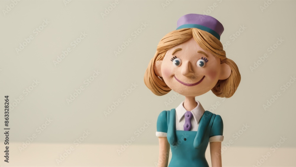 Poster a figurine of a woman in uniform with her hair up, ai