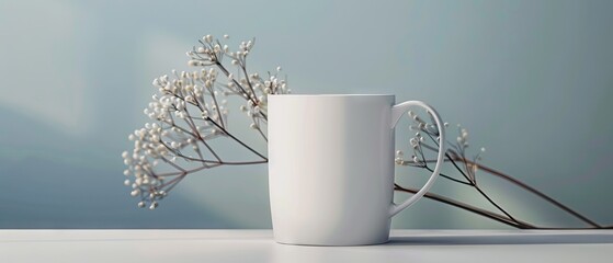 Mockup Display Reference. A White Mug with Copy Space
