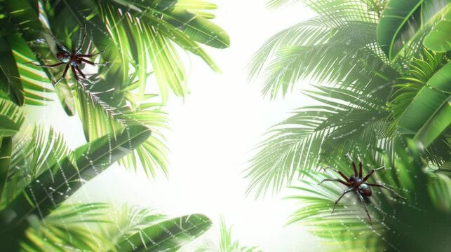 
Coconut leaves and banana leaves make very beautiful spider houses. seamless looping time-lapse virtual 4k video Animation Background.