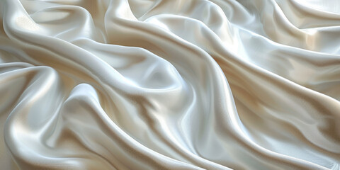 Fototapeta premium satin background White fabric Backdrop Pattern Abstract Texture Design Fashion Vintage Space Wave Color Luxury Wallpaper Beautiful Shape Curtain Textile 