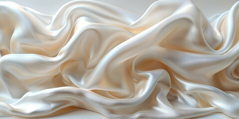 Fototapeta premium satin background White fabric Backdrop Pattern Abstract Texture Design Fashion Vintage Space Wave Color Luxury Wallpaper Beautiful Shape Curtain Textile 