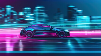 Futuristic Car on City Street