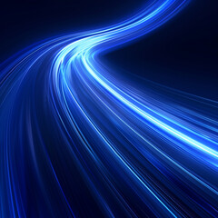 Fototapeta premium A blue line with a white background. The line is long and curvy. The blue color is bright and vivid