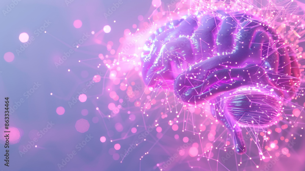 Aufkleber 3d abstract futuristic neon purple science neurobiology brain of a human. ai artificial intelligence