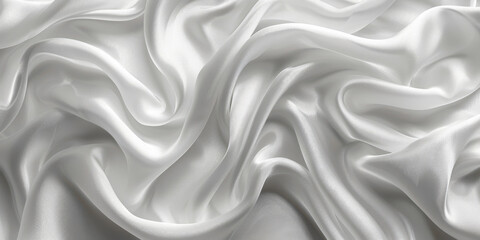 Obraz premium satin background White fabric Backdrop Pattern Abstract Texture Design Fashion Vintage Space Wave Color Luxury Wallpaper Beautiful Shape Curtain Textile 