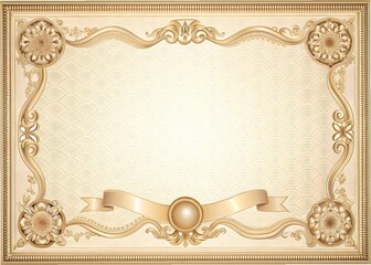 Elegant Certificate Template with Ornate Border and Ribbon